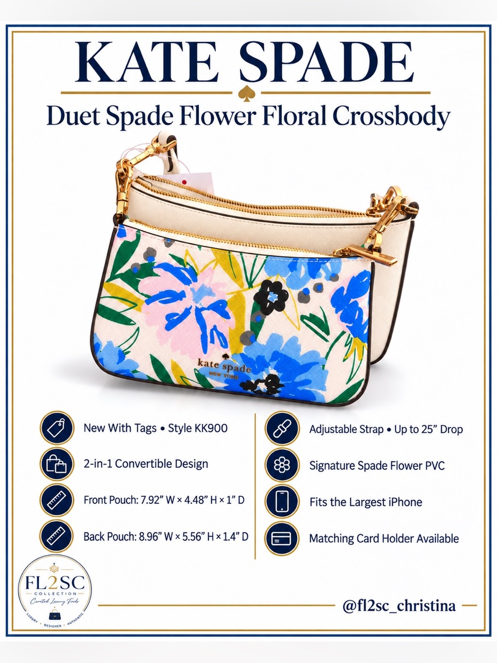 kate spade Floral Duet Spade 2-in-1 Crossbody – Blue, Pink, Green